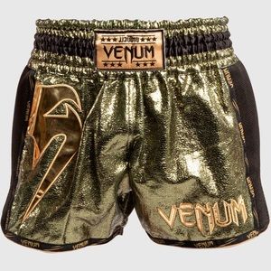 NWT VENUM GIANT FOIL MUAY THAI BOXING SHORTS - KHAKI/GOLD